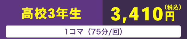 高校３年生　1コマ（75分/回）　3,410円